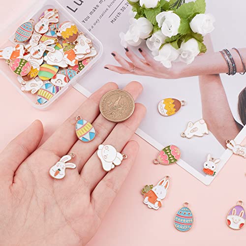 SUNNYCLUE 1 Box 48Pcs 12 Styles Easter Egg Charms Bunny Charms Bulk Enamel Rabbit Carrot Charm Cartoon Animals Charm for Jewellery Making Charms Bracelet Necklace Earring Women DIY Crafts Supply - Image 3