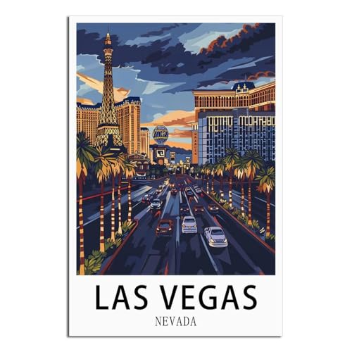 SLJGINEU Poster vintage de voyage Las Vegas Nevada - Impression sur toile moderne pour décoration...