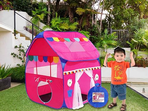 Image of Homecute Foldable Pop Up Hut Type Kids Toys Jumbo Size Play Tent House for Boys and Girls. (Big Size Pink)