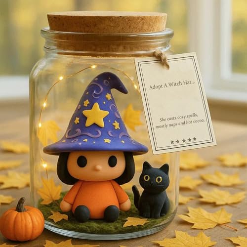 Figurine d'Halloween dans un bocal de sorcière : une déco propre sans poussière pour table