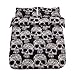 SDIII 3PC Black and Cream Skull Bedding Microfiber Full/Queen Skeleton Duvet Cover Set 