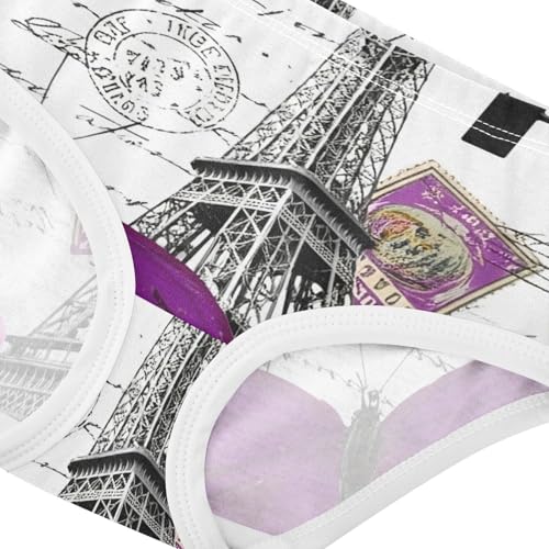 Vintage Collage Eiffel Tower Panties for Girl Toddler Girls Underwear Cotton Fun Print Kids Briefs Undies 2t4
