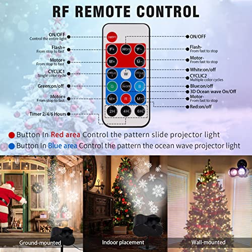 Halloween Christmas Projector Lights Outdoor 2-In-1 Waterproof Ocean Wave Projector Lights 26 Hd Effects 3D Pattern & Ocean Wave With Rf Remote Control For Xmas Thanksgiving Holiday Party Garden Decor #TOP3