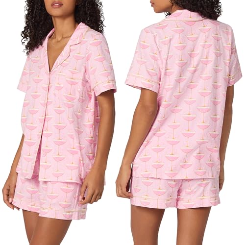 Image of Bed Head PJs Womens Matching Pajamas - Soft Organic Short Sleeve Button Down PJ Shirt & Shorts Set - Sleepwear & Loungewear