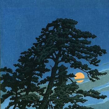 川瀬巴水、【馬込の月】、希少な額装用画集より、美品、新品額装付