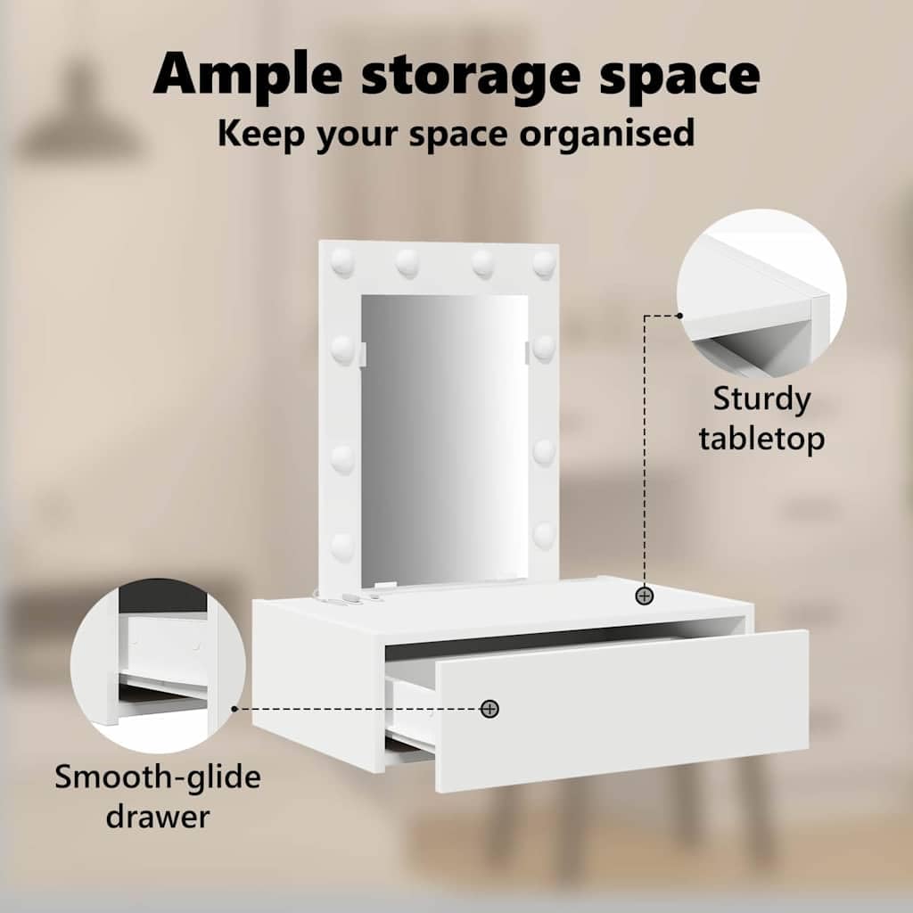 vidaXL Mesa Tocador con cajón 60 x 40 x 70 cm Madera de ingeniería, Mesa de tocador Moderna, tocador Elegante, Funcional en el Dormitorio, con Almacenamiento