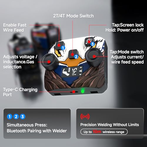 Image of ANDELI 4-in-1 MIG Welder with 2.4GHz Wireless Remote 145A,110V /220V | Gas MIG /Flux Core /Lift TIG /Stick, Clear Display, Synergic Control, Helmet and Gloves Included, Auto Repair, DIY Metalworking