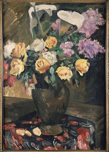 Toile Roses lilas et lys par Lovis Corinth pour décoration murale salon