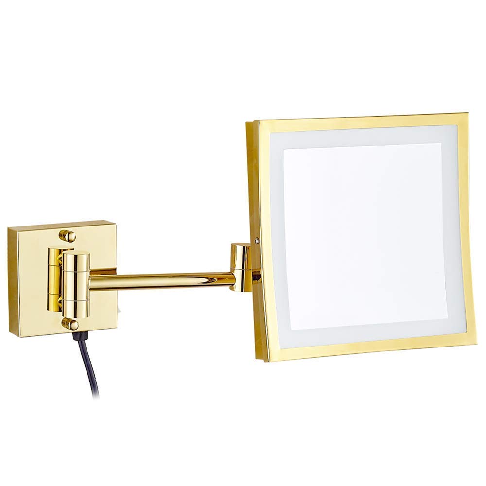 Miroir de maquillage grossissant 5X avec 50 LED et double bras pliant de vanité