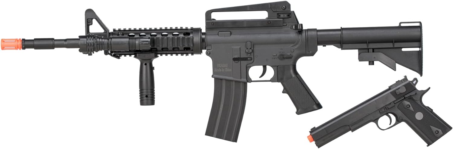 9902 M4 Airsoft Rifle and 1911 Combo Kit (Color: Black)