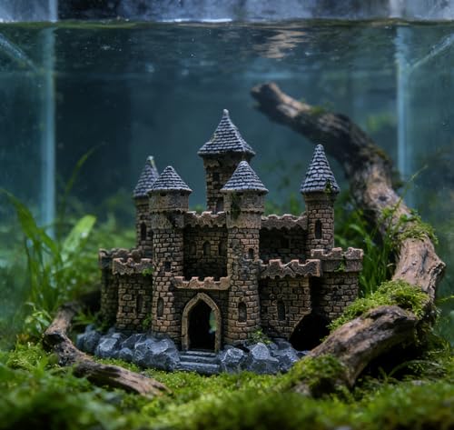 Image of M2cbridge Aquarium Decor Castle Shipwreck Ornament Underwater Landscape(Mountain Castle)