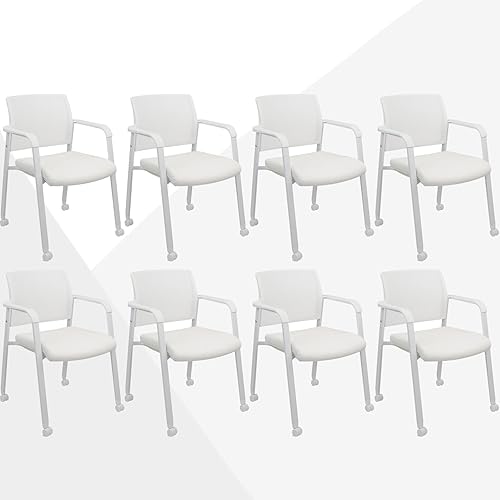 Vista 25 de CLATINA Silla de escritorio apilable sin ruedas, silla de sala de espera con respaldo de malla con brazo tapizado de tela y soporte lumbar 1