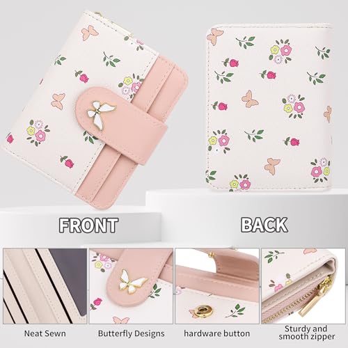 Image of Farcauo Womens Wallet Cute Small Wallets for Women Pink Women's Wallet Kawaii Butterfly Card Wallets for Women Ladies