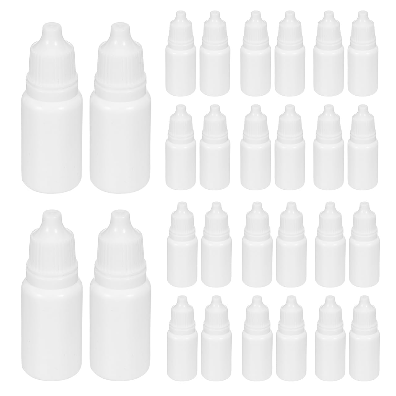 Hemobllo Empty Eye Dropper Bottles : 60Pcs 10ml Plastic Squeezable Dropper Bottles with Inner Plug and Screw Cap for Daily Use Travel (White)