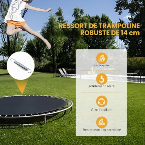 Cozyel Lot de 50 Ressorts de Rechange pour Trampoline 138 mm Ressorts en Acier Ressorts de Traction Ressorts de Tension Ensemble de Ressorts pour Trampoline à Sauter, Trampoline de Jardin, avec – vue 3