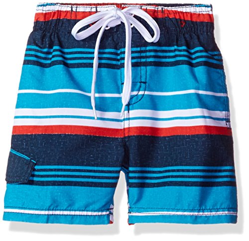 Kanu Surf Boys' Toddler Echo Quick Dry UPF 50+ Beach Swim Trunks, Porta Blue/Red, 3T