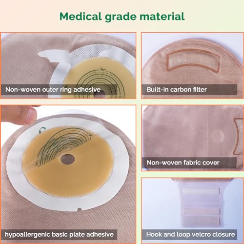 image for Greetmed 20 PCS Colostomy Bags One Piece Ostomy Bag Ostomy Supplies, M