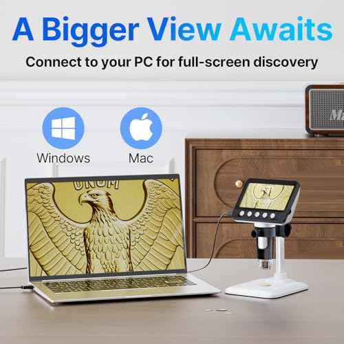undefined WKR Coin Microscope for Error Coins, 4.3 inches 1080P LCD Digital Microscope, 50x-1000x Magnifier with 8 Adjustable LED Lights, PC View, Compatible with MacOS Windows for Adults Kids の商品画像 3