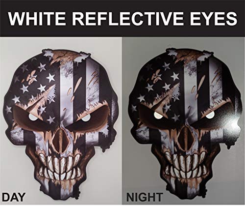 Skull With Reflective Eyes American Flag Vinyl Decal Stickers Car Truck Sniper Marines Army Navy Military Graphic #TOP1