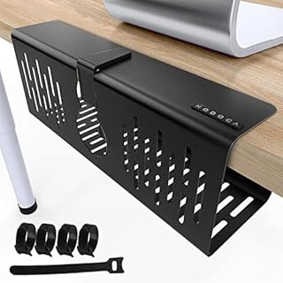 Ideal to Avoid Drilling through Desks - NODOCA Cable Management Under Desk, 35 x 13 x 12 cm Cable Management Tray for Keeping Desk Cables Neat, Holds Up to 5 KG Cable Tray for Office, Home(Black)