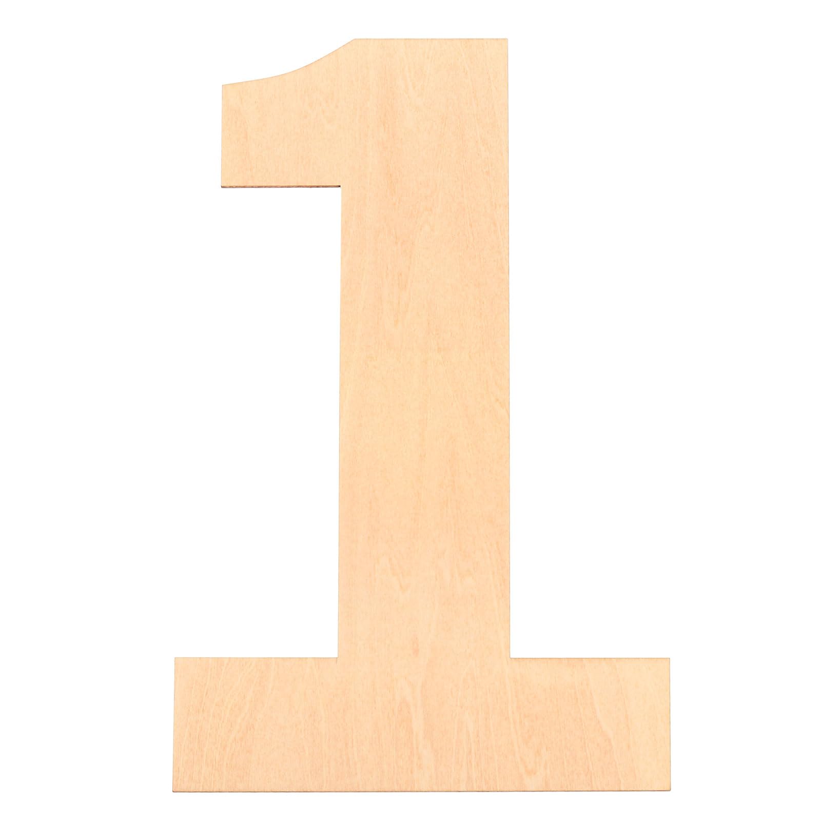 PATIKIL 12 Inch Wooden Number, Blank Wood Number 1 Shape Cutout Paintable Unfinished Numbers Sign for Wall Decor Home Decor