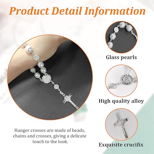 image for Ziciner 2 Car Rosary for Rearview Mirror, Personalized Blessing Rear V