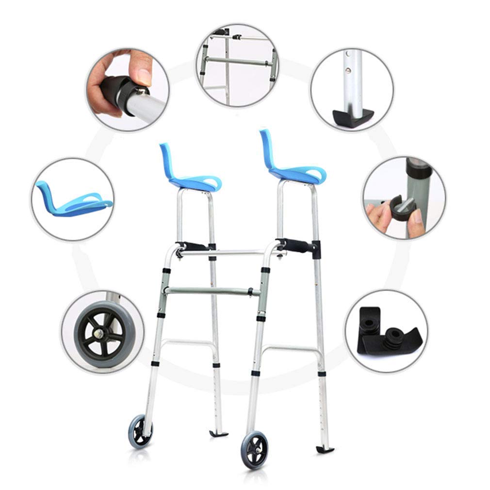 Deambulatore,Sedia da doccia con sedile imbottito,Carrello pieghevole per anziani con bracciolo staccabile - Rollator regolabile in altezza con 2 ruote |Deambulatore Ausilio per la mobilità per
