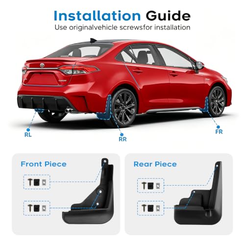 Image of Sunsdrew Mud Flaps for 2020-2025 Toyota Corolla Sedan SE LE Accessories - 4PCS Front & Rear Splash Guards - No-Drilling All Weather Exterior Mud Guards