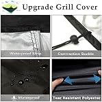 Couverture de grille, BBQ housse 58 inch, Étanche à l'eau BBQ Couverture de grille,UV Couverture de grille à gaz résistant, Durable et pratique,Résistant au jet,Couvertures de grille de barbecue noir,Fits Grills of Weber,Brinkmann,Char-Broil etc (58 De pouce)