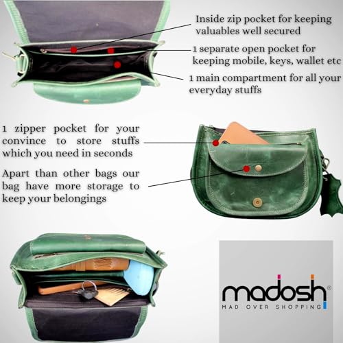 Madosh, Saddle Bag For Women Genuine Leather Crossbody Bag Girls Sling Purse Ladies Cross-Over Small Handbag4
