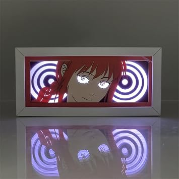 Anime LED Light Box, Anime Paper Cut Light Box, Denji/Makima Cartoon Shadow Box Frame, RGB Multi Color Light, Cartoon Character Night Light Bedroom Decorative Lamp Birthday Gift