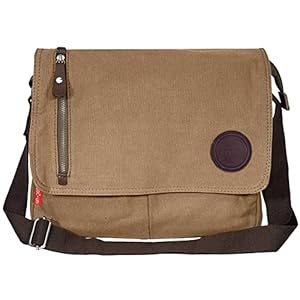 Storite Canvas Sling Cross Body Travel Office Business Messenger One Side Shoulder Bag for Men & Women (Brown, 33cm x 6.5cm x 27cm)