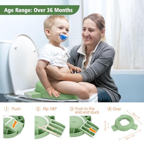 MCGMITT Portable Potty for Kids Travel - Foldable Training Toilet Chair for Toddler Girls with Storage Bags, Potty Training Toilet for Outdoor and Indoor Easy to Clean(Green) — view 2