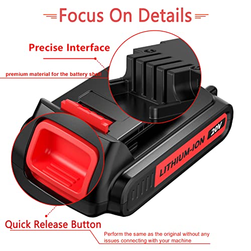 Powtree Upgraded 3800Mah 2Packs 20V Lithium Battery Lbxr20 Replace For Black And Decker 20V Max Lithium Battery Lb20 Lbx20 Lst220 Lbxr2020-Ope Lbxr20B-2 Lb2X4020 Lb2X4020 Lbxr2520 Battery #TOP6