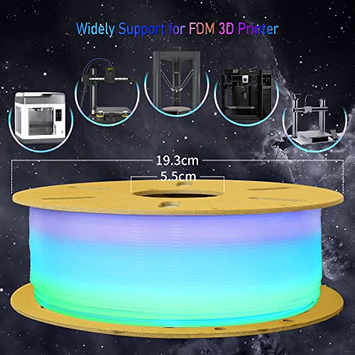 Image of Glowing in Dark Multicolored Fast Color Gradient Change Rainbow PLA 3D Printer Filament, 1.75mm 1Kg Multi Colored 3D Printing Material, Widely Fit for 3D Printers with Extra PLA Sample Pack by TTYT3D