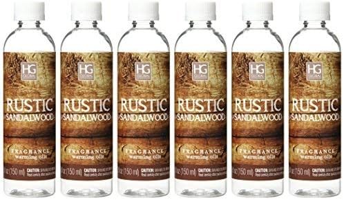Hosley's Grade Concentrated Rustic Sandalwood Scented Warming Oils for - Box of 6/6 fl oz Each Ideal Gift for Weddings, Spa, Bathroom W1