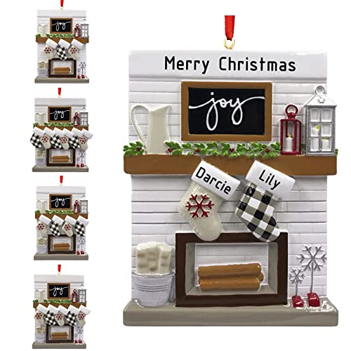 YAEILOV Fireplace Mantle Family Personalized Christmas Ornaments 2023 Custom Stockings Family of 2 3 4 5 6 Names Christmas Ornament Xmas Tree Decorations?Family of 2?