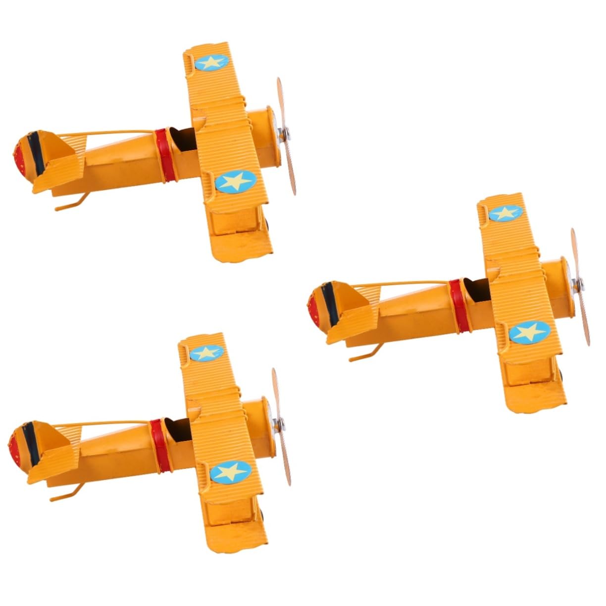 Maquette avion rétro fer jaune DOITOOL : cadeau idéal et objet de collection unique