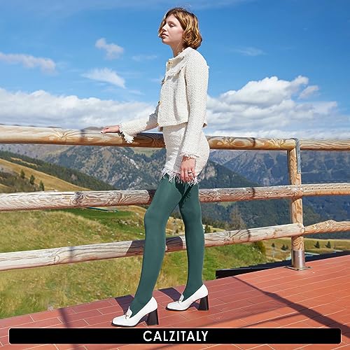Image of CALZITALY Cashmere Wool Tights - 150 DEN Opaque Fleece Lined Warm - Multi Color Pantyhose for Women, S - 4XL