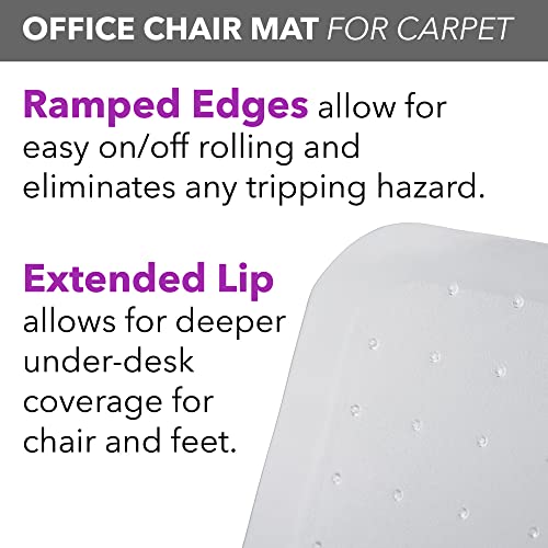 Ofm Office Chair Mat For Carpet – Computer Desk Chair Mat For Carpeted Floors – Easy Glide Rolling Plastic Floor Mat For Office Chair On Carpet For Work, Home, Gaming With Extended Lip (36” X 48”) #TOP3