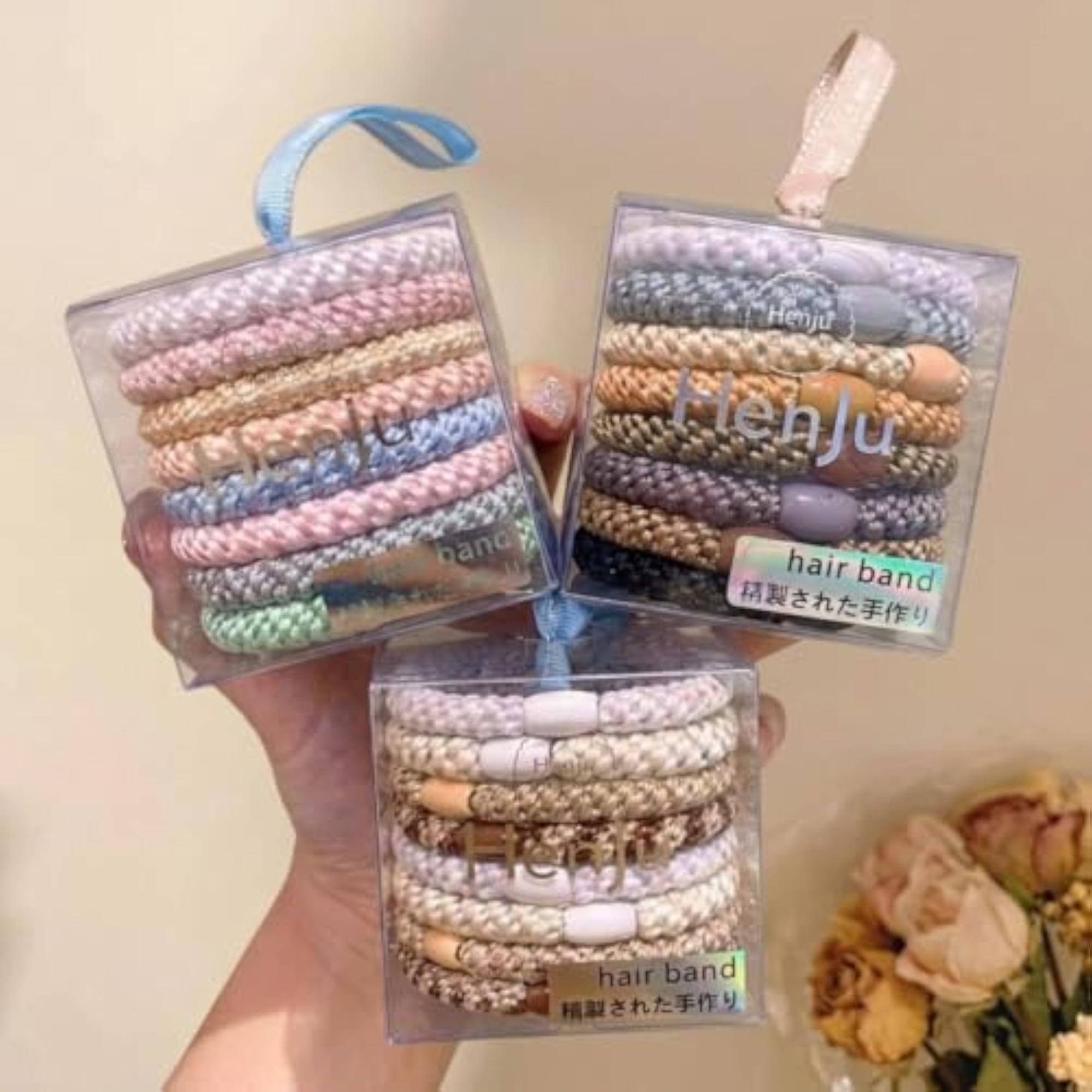 8 Pieces Thick Braided Hair Ties, Clear Elastic Ponytail Holders