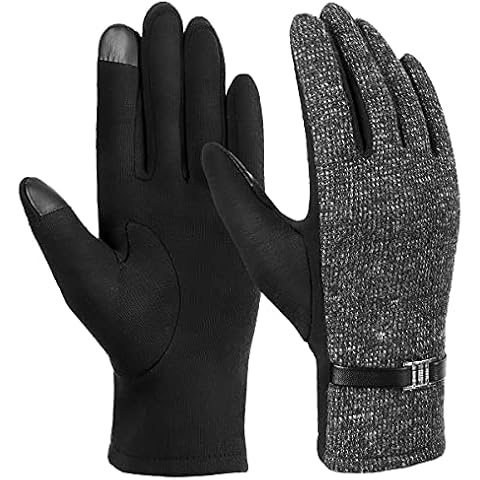 OKIDSO Women's Winter Touch Screen Gloves - Windproof Thermal Phone Texting Mittens Ladies Soft Cotton Warm Gloves Black Fleece Lined for Outdoor Sports Bike Cycling Running Driving Walking Cover