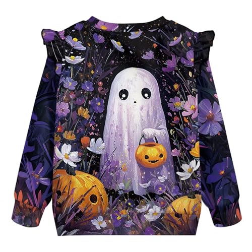 Graphic Sweatshirts for Girls Toddler Crew Neck Sweatshirt Casual Pullover Tops with Ruffle Sleeves Outfits2