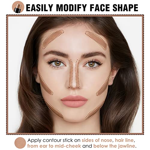 FOCALLURE-Cream-Contour-Stick-Matte-Bronzer-Stick-Professional-Face-Shaping-Contouring-Stick-Makeup-Easy-to-Apply-with-Buildable-Coverage-Long-Lasting-Waterproof-CLAY FOCALLURE Cream Contour Stick, Matte Bronzer Stick, Professional Face Shaping & Contouring Stick Makeup, Easy to Apply with Buildable Coverage, Long Lasting & Sweatproof, CLAY - Image 3