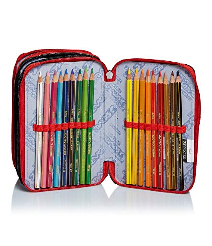 Seven, Astuccio 3 ZIP Bambini, Rosso (Red), One