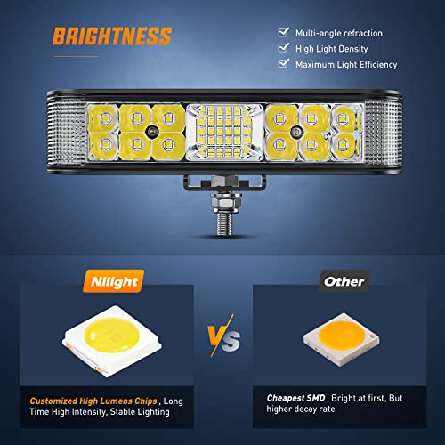 Image of Nilight Side Shooter LED Light Bar / Pods 2PCS 6.5 Inch 60W Flood Spot Beam Combo Fog / Driving Light Work Light for Truck ATV UTV Boat, 2 Years Warranty