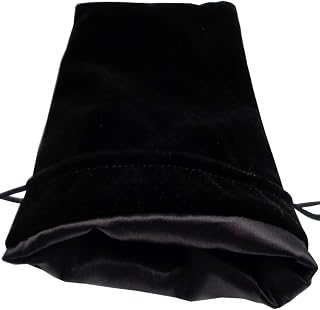 Velvet Dice Bag with Satin Liner 6"x8", Black Velvet Dice Bag with Black Satin
