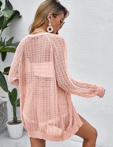 Image of Women Crochet Lightweight Cardigan Cover Up Open Front Long Sleeve Summer Cardigans
