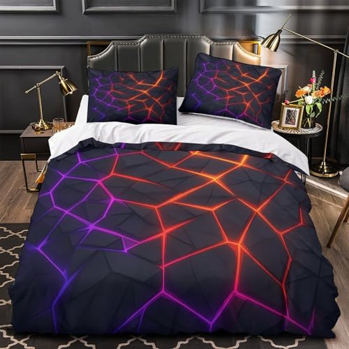 Housse pour couette luxe motif 3D néon géométrique chic - 4