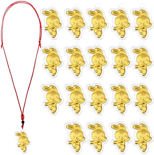20Pcs 2023 Year of Rabbit Pendant with Red Ropes Chinese New Year Rabbit Pendant 2023 Rabbit Pendant Chinese Spring Festival Zodiac Gift Blessing Souvenir Decoration Blessing Souvenir